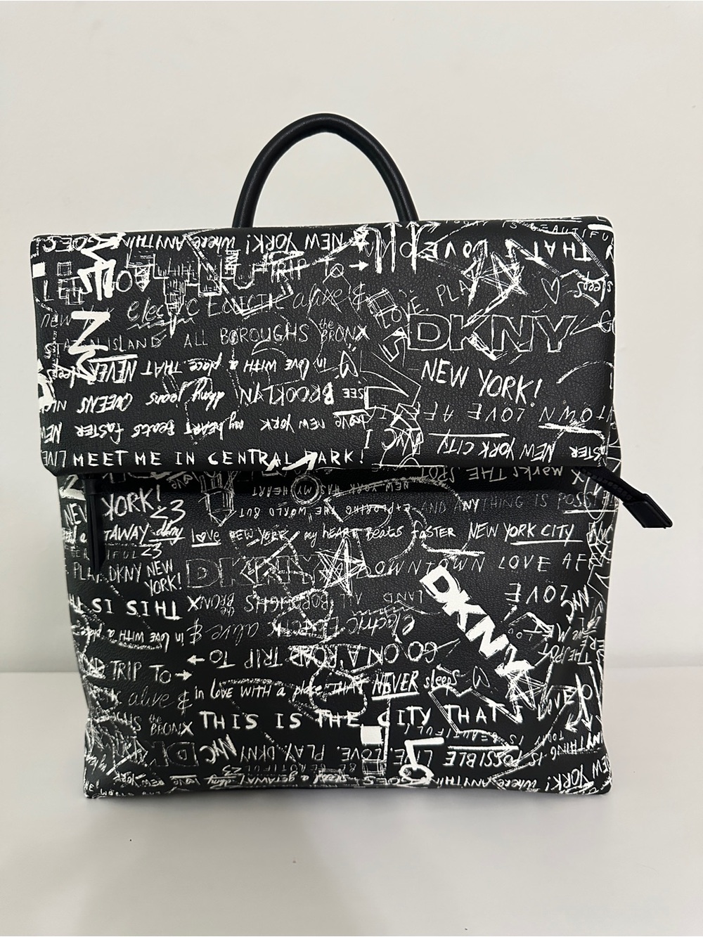 DKNY Black & White Graffiti Logo Backpack